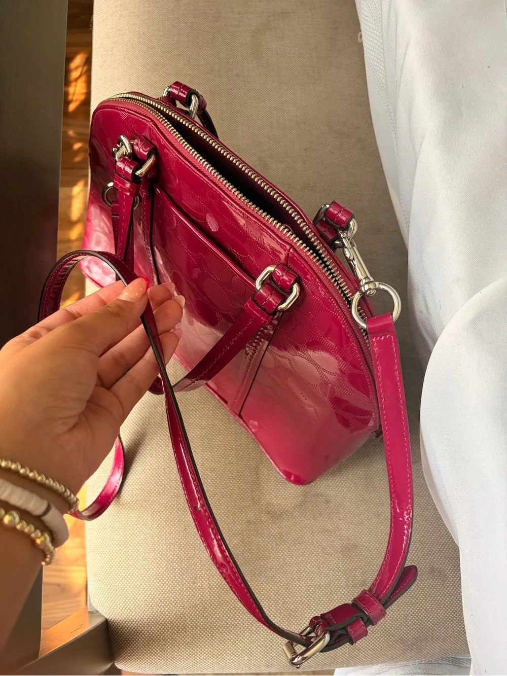 Coach Patent Domino Satchel in Berry
